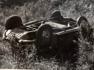 Archive of 11 Successive Photographs Documenting One Automobile Crash and Rollover in a Rural Hillside, c. 1940s to 1950s