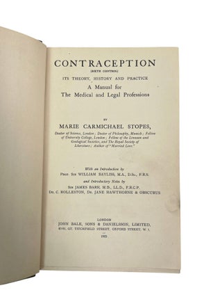 Marie Stopes’s "Contraception," First Edition, in Dust Jacket: 1923
