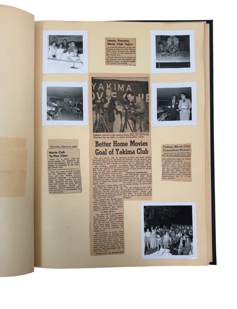 Early Amateur Filmmaker Organization "The Yakima Movie Club" Photo Album and Ephemera,...