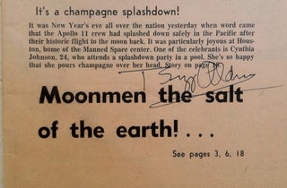 Item #3044 July 1968 Apollo 11 Landing Newspaper Signed Buzz Aldrin. Buzz Aldrin
