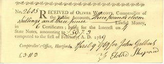 Item #3809 Revolutionary War Receipt for Soldier's Wages. War Revolutionary