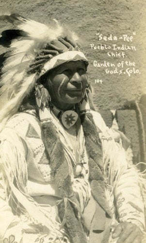Item #5732 1920s Postcard Pueblo Chief. Photograph Native American.