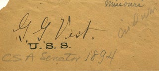 Confederate Congressman George Vest Signature. George Vest.