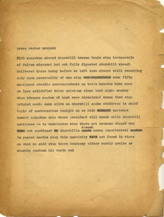 Iron Curtain Speech Press Telegrams from Churchill’s Missouri Journey March 1946
