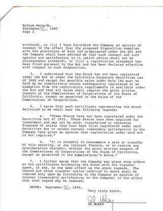 Earth Wind & Fire Business History Al McKay Corporate Agreement 1980