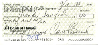 Item #8411 Carol Burnett Signed Check. Carol Burnett