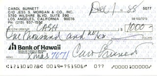 Item #8413 Carol Burnett Signed Check. Carol Burnett