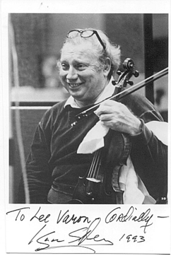 Item #8957 Isaac Stern Signed Photo with Violin. Isaac Stern.