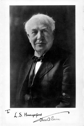 Item #9519 Large Inscribed Signed Photo of Edison. Thomas Edison