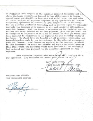 Pearl Bailey Document Signed