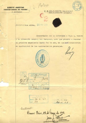 Item #9774 Juan Peron of ARGENTINA Document Signed. Juan Peron