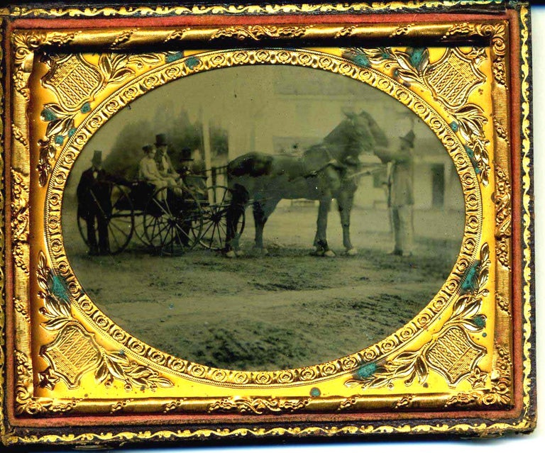 Item #9956 Early Photographic Ambrotype of a Horse & Carriage Circa 1850's. Photograph Ambrotype.